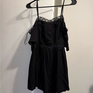 Black LF Romper with Lace Trim